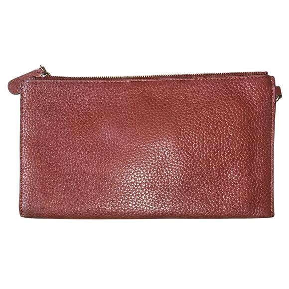 Michael Kors Vintage Large Pebbled Leather Brown Clutch - Picture 4 of 12